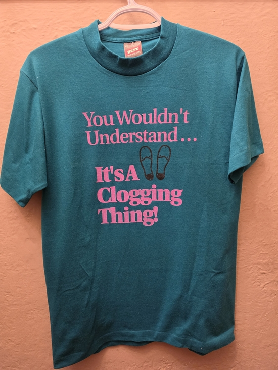 Fruit of the Loom Other - Vintage 80s/90s Single Stitch Clogging Thing Tee M Teal Pink Dance Shirt